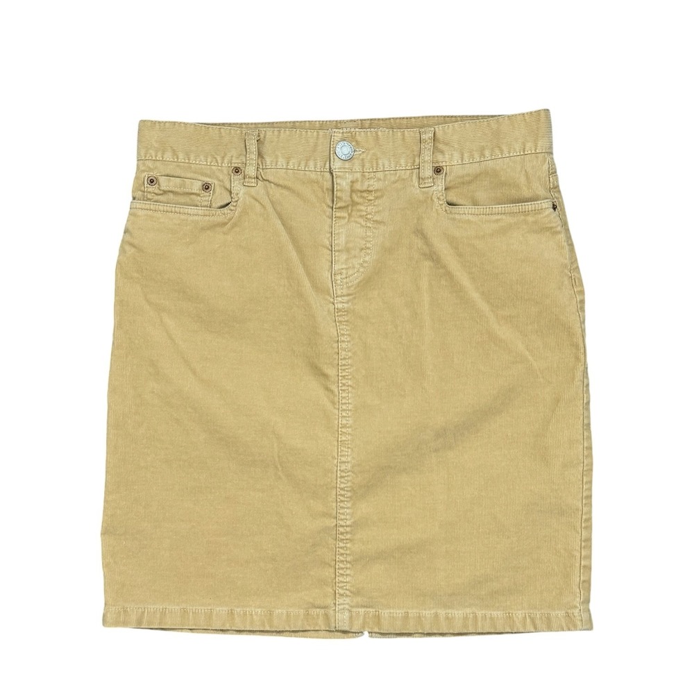Vintage Old Navy 90s Preppy Tan Corduroy Mini Skirt Women's Size 8 Khaki Stretch